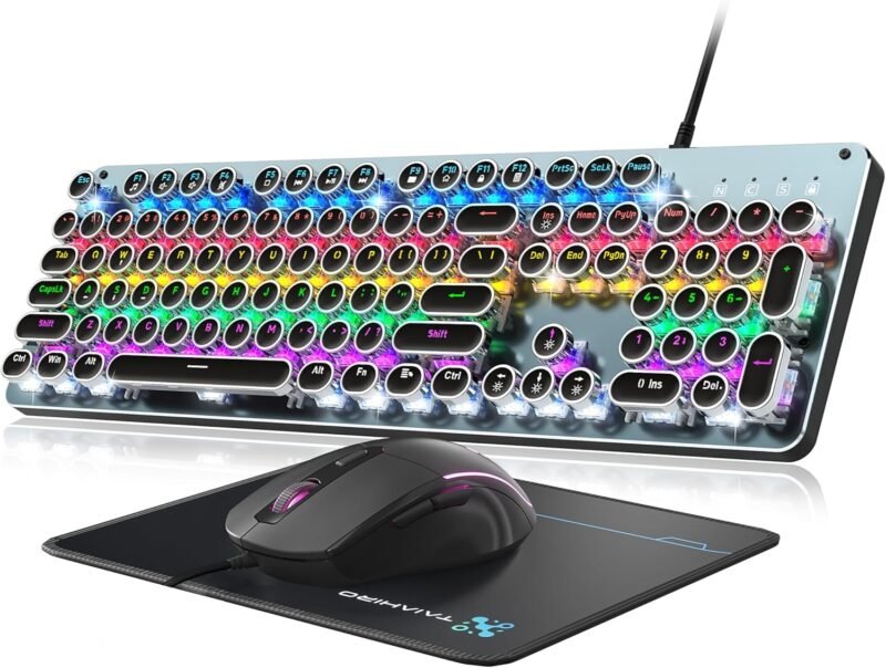 Unlock Retro Gaming Style: Review of the Typewriter Mechanical Keyboard & Mouse Combo