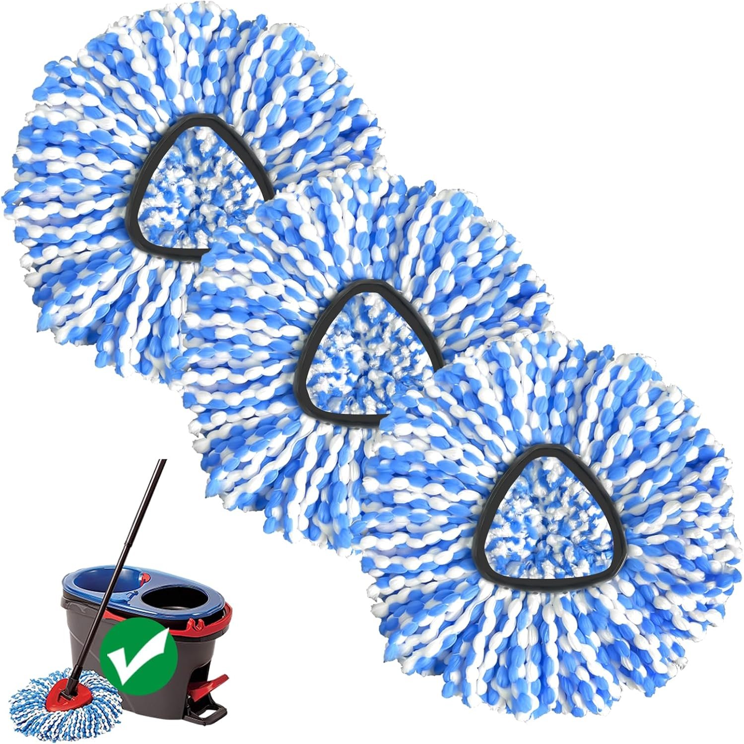 Upgrade Your Cleaning: 3-Pack Spin Mop Replacement Heads for Ultimate Dirty Restoration!