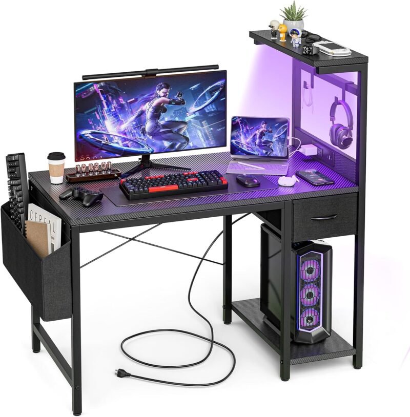 Upgrade Your Gaming Setup: Review of the 47" Gaming Desk with LED Lights and Power Outlet