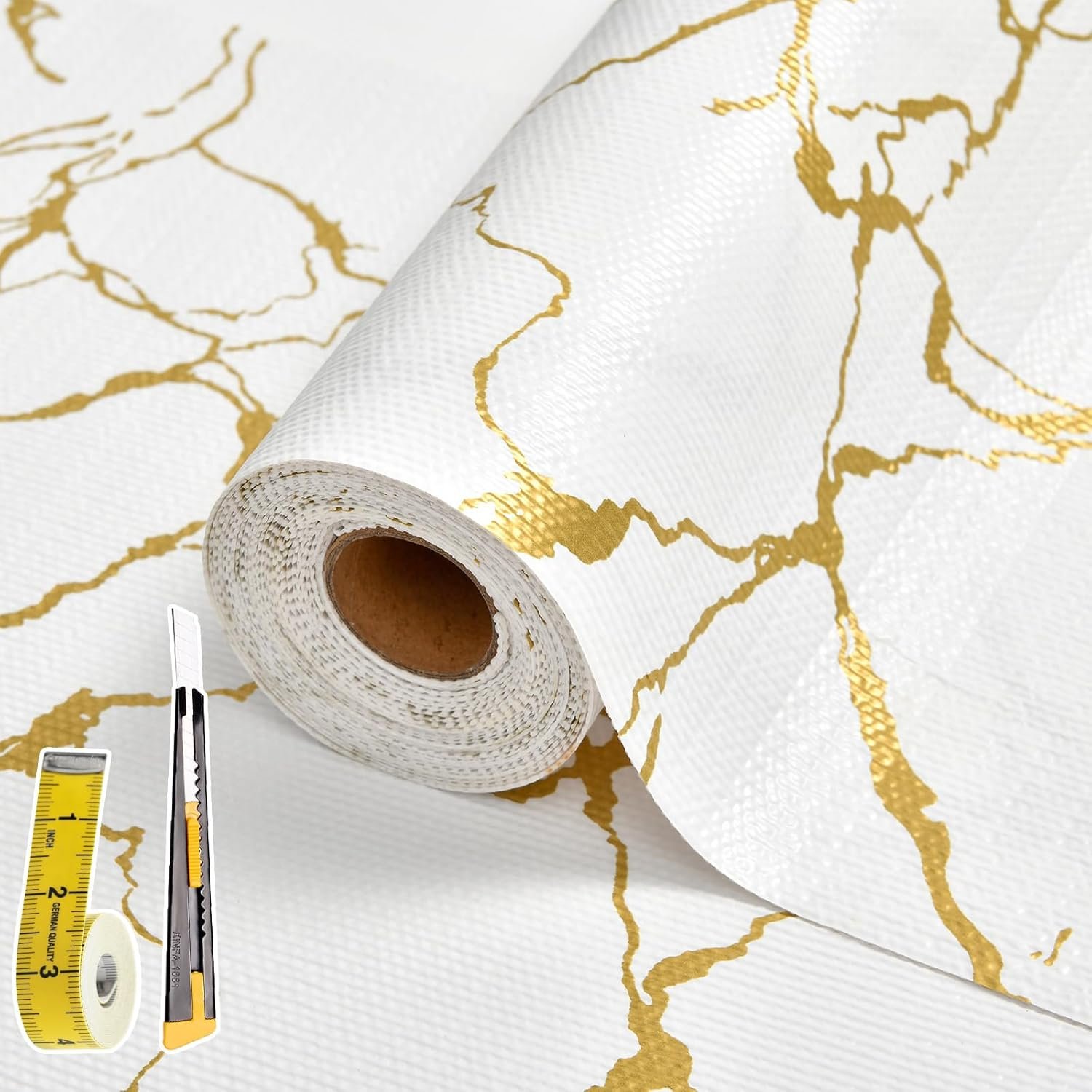 Upgrade Your Space: Review of Non-Slip Waterproof Shelf Liners in Elegant Gold White Marble