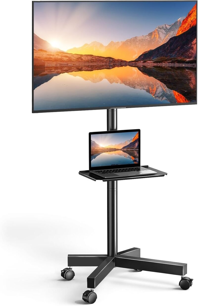 Versatile Mobility: PERLESMITH Rolling TV Stand for Ultimate Viewing Experience