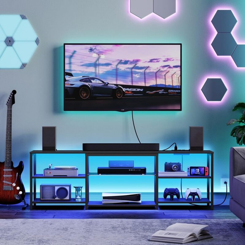Elevate Your Entertainment: HOOBRO 63" LED TV Stand with Charging Station Review