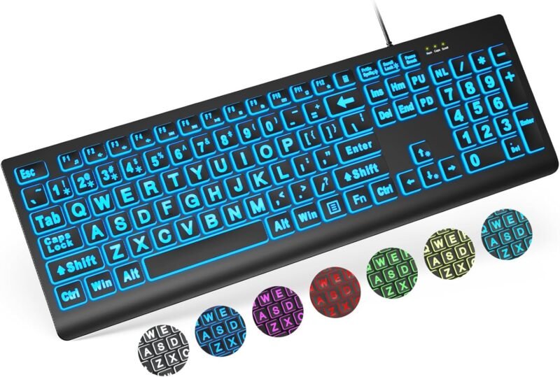 Illuminate Your Typing: SABLUTE Large Print Backlit Keyboard Review