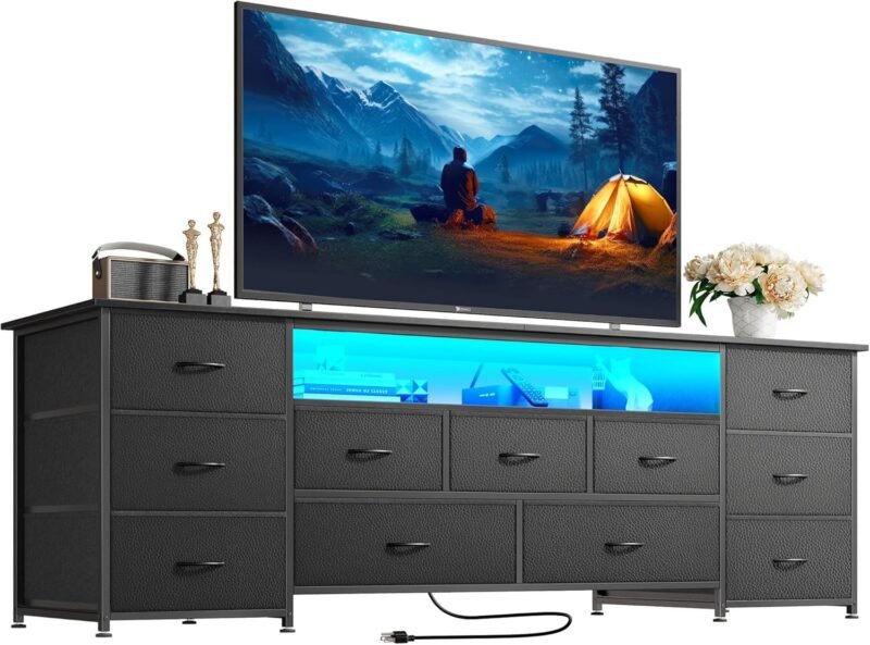 Transform Your Living Room: Huuger 63 Inch TV Stand with Power Outlets & LED Lights Review