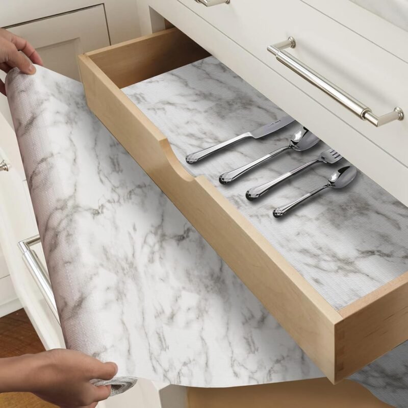 Transform Your Space: Review of the Non-Slip White Marble Drawer and Shelf Liner