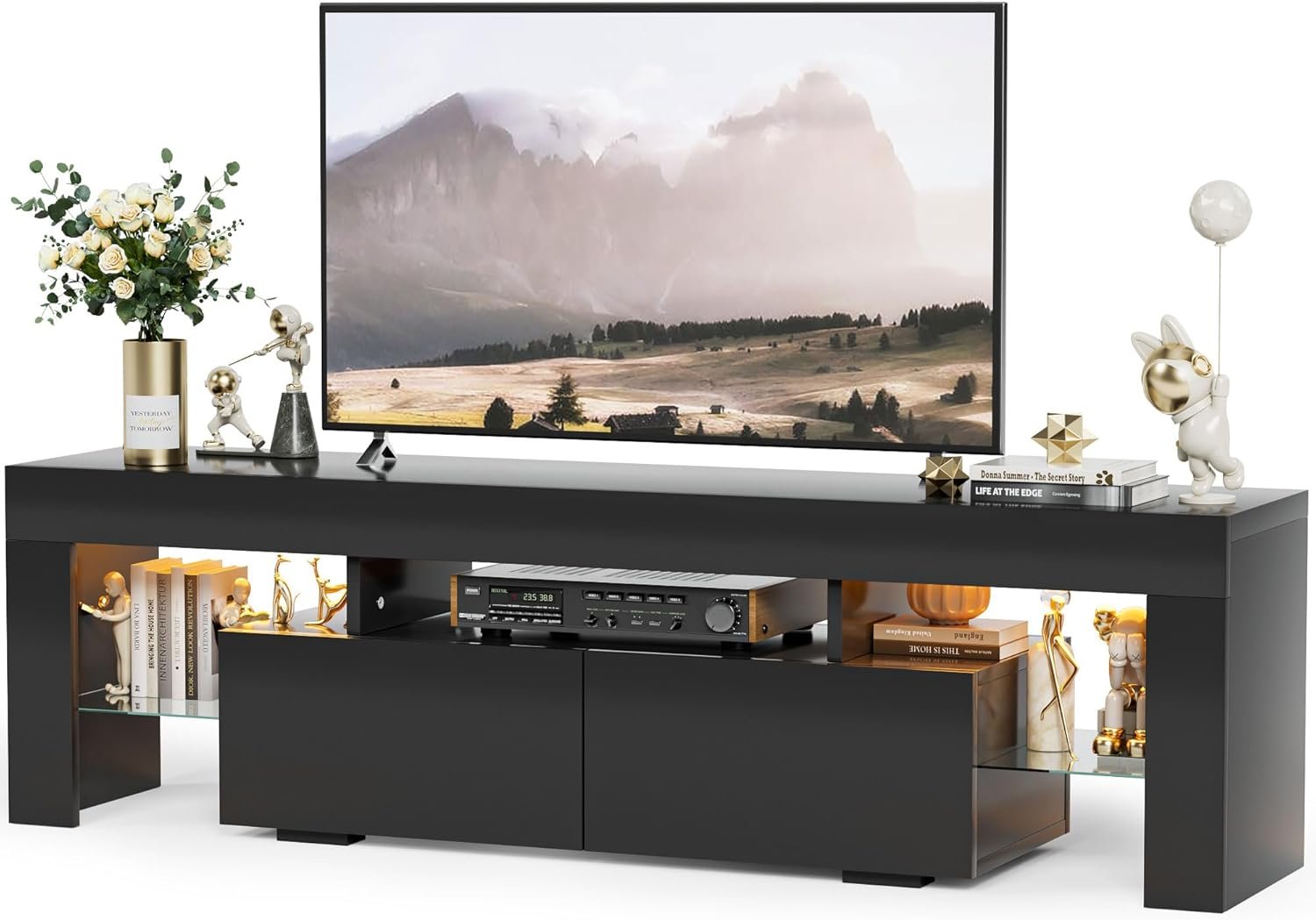 Transform Your Space: YESHOMY Modern LED TV Stand Review